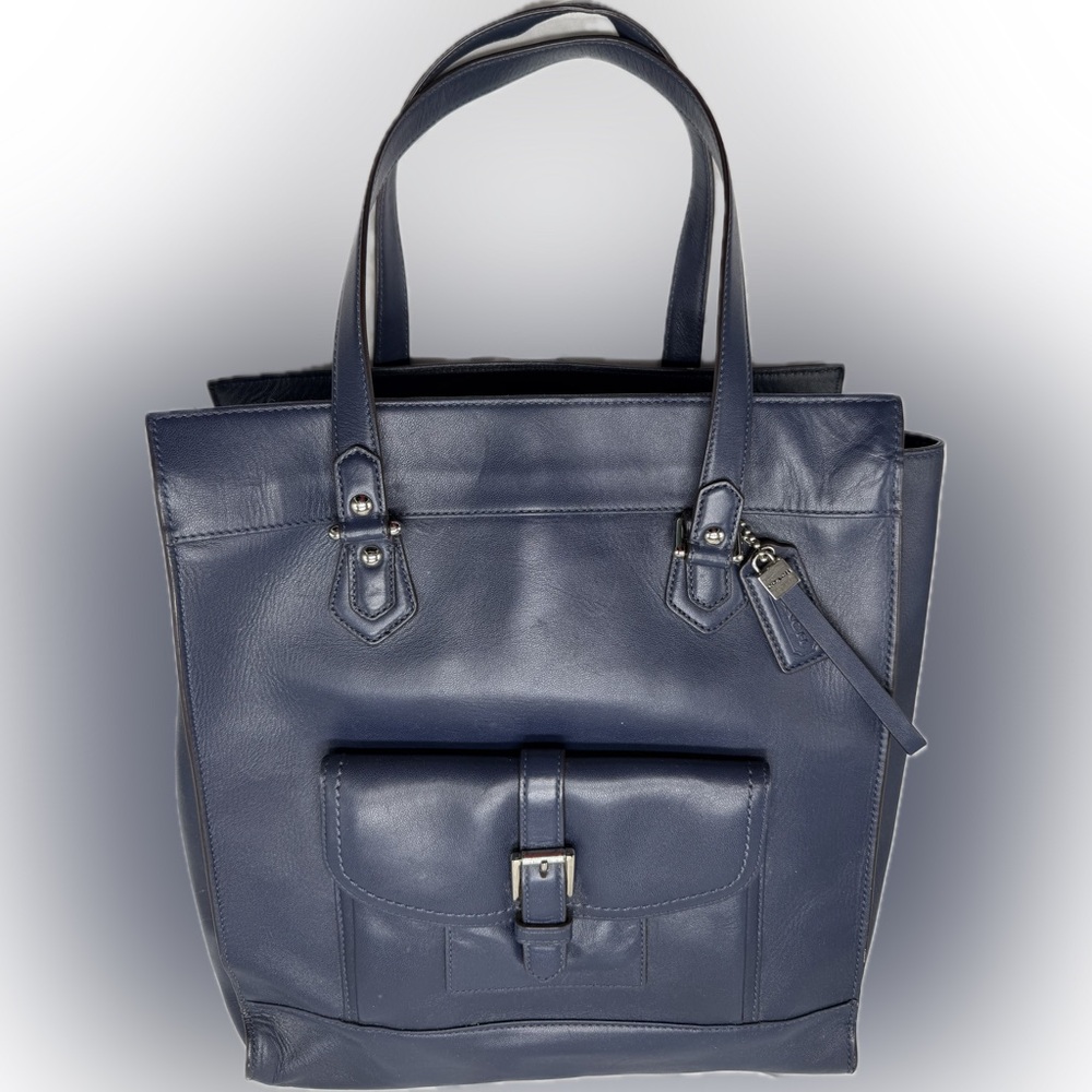 Coach Charlie Leather Tote Handbag F27823 Blue